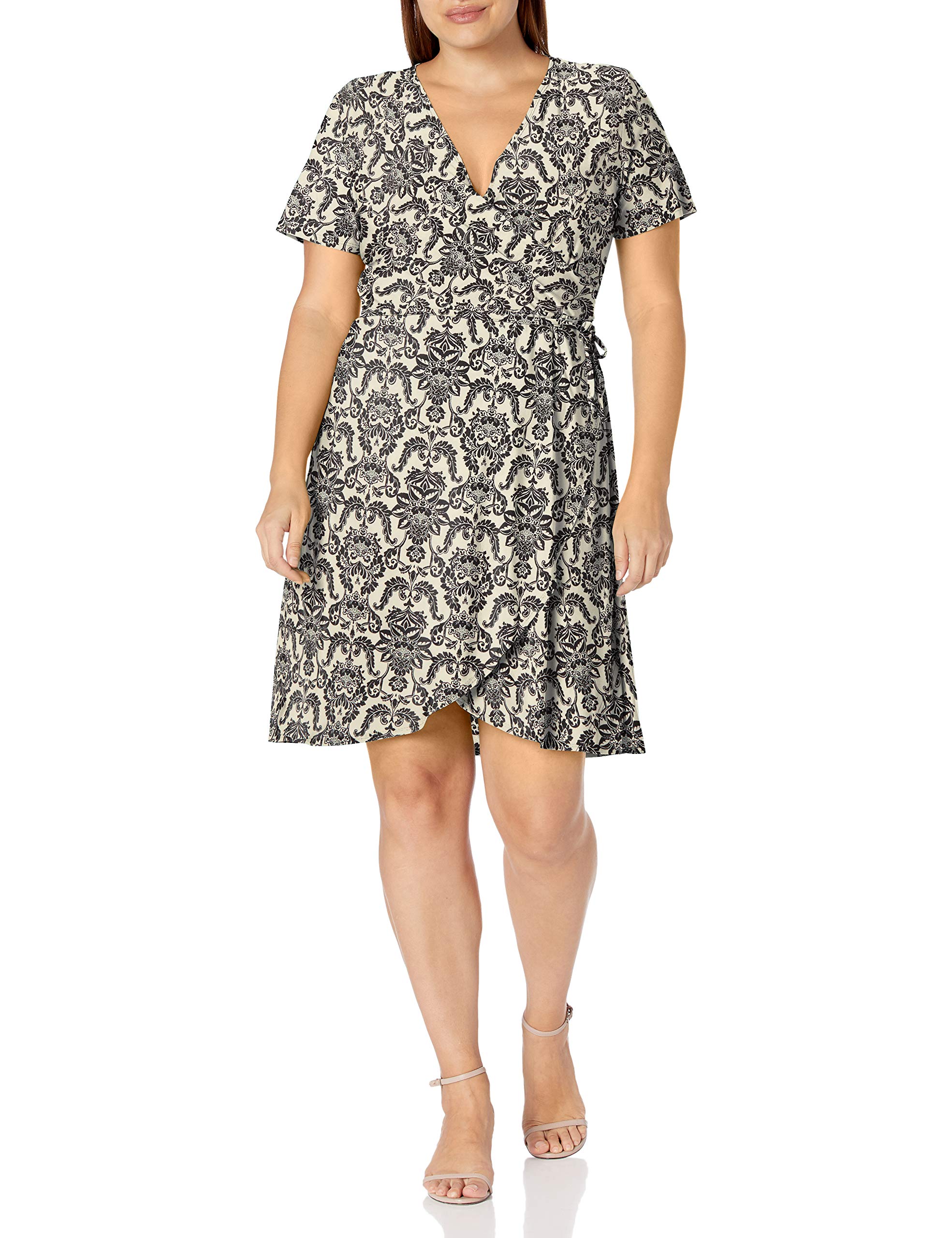 Star Vixen Women's Short Sleeve Wrap Dress - Ballet-Inspired Flowy Midi Dress for Summer | Perfect for Date Nights, Weddings & Office Wear