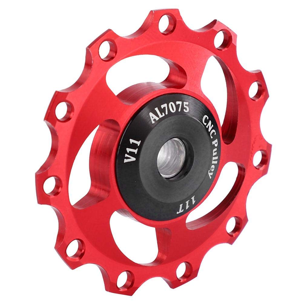 Lightweight Bike Rear Derailleur Pulley - Black & Red Guide Wheel for Mountain & Road Bikes - Perfect for Smooth Gear Shifting & Enhanced Cycling Performance