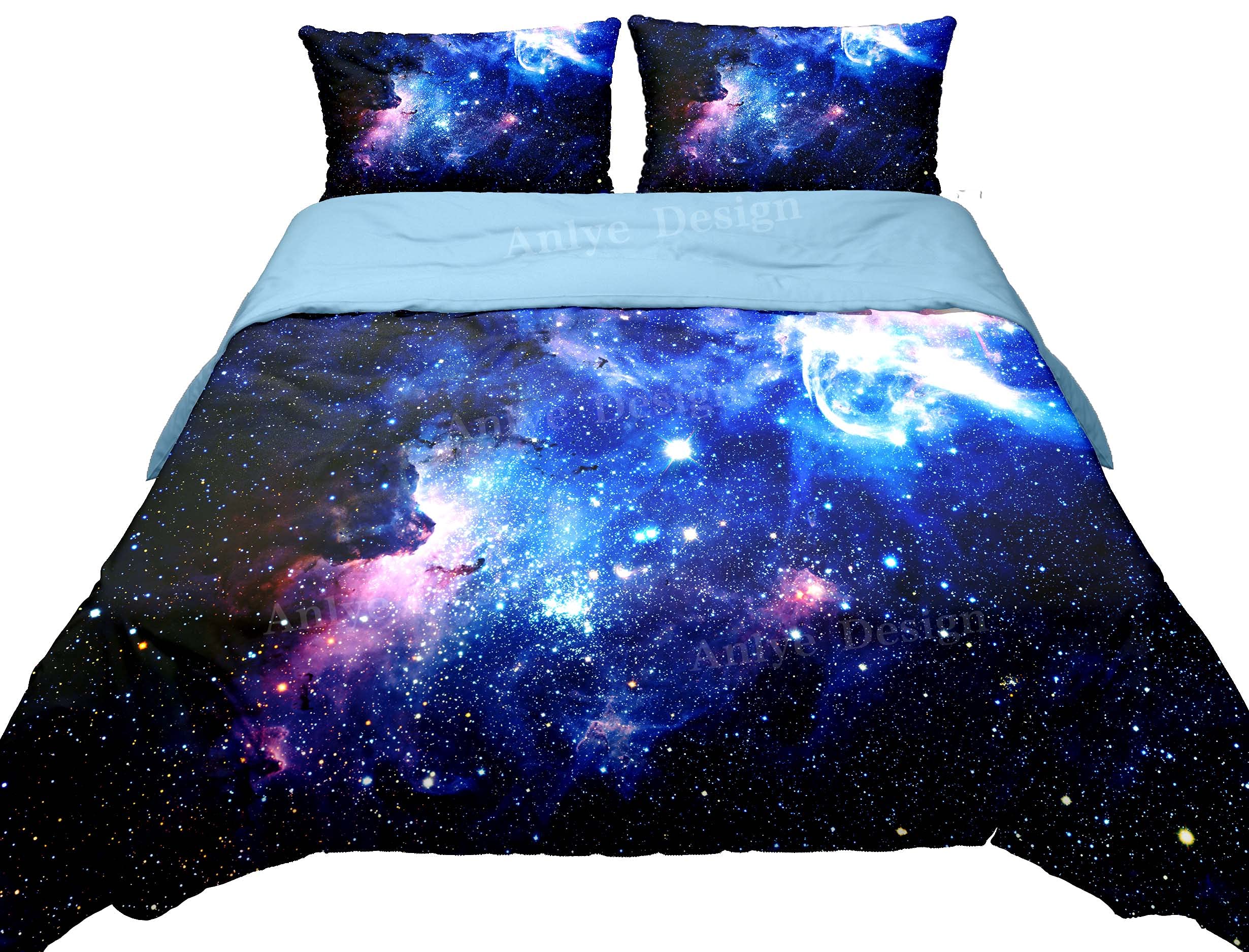**Galaxy Duvet Cover Full Size - 3D Printed Purple Nebula Space Design - Fade-Resistant Bedding Set (3PCS) for Outer Space Themed Bedroom Decor**    *Use Case: Perfect for space lovers, kids' rooms, or creating a dreamy cosmic atmosphere in your bedroom.*
