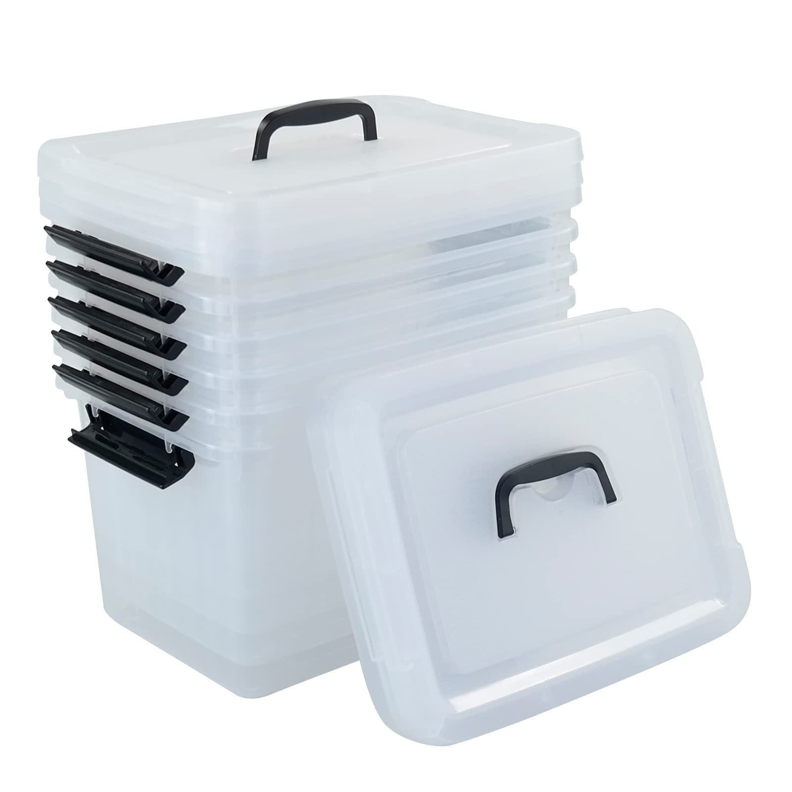 10-Pack Clear Plastic Storage Boxes with Latching Lids - 10L Capacity for Home Organization, Office Supplies & Craft Storage | Airtight Stackable Containers for Pantry, Garage & Closet