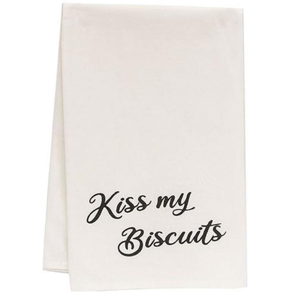 Kiss My Biscuits Funny Kitchen Dish Towel - Absorbent & Durable Cotton Towels for Baking, Cooking & Kitchen Decor