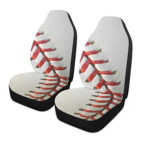 ALAZA Sport Ball Baseball Car Seat Covers - 2-Piece Set for Front Seats with Organizer Pocket | Universal Fit for Cars, SUVs, Trucks & Sedans | Perfect for Sports Fans, Commuters & Road Trips