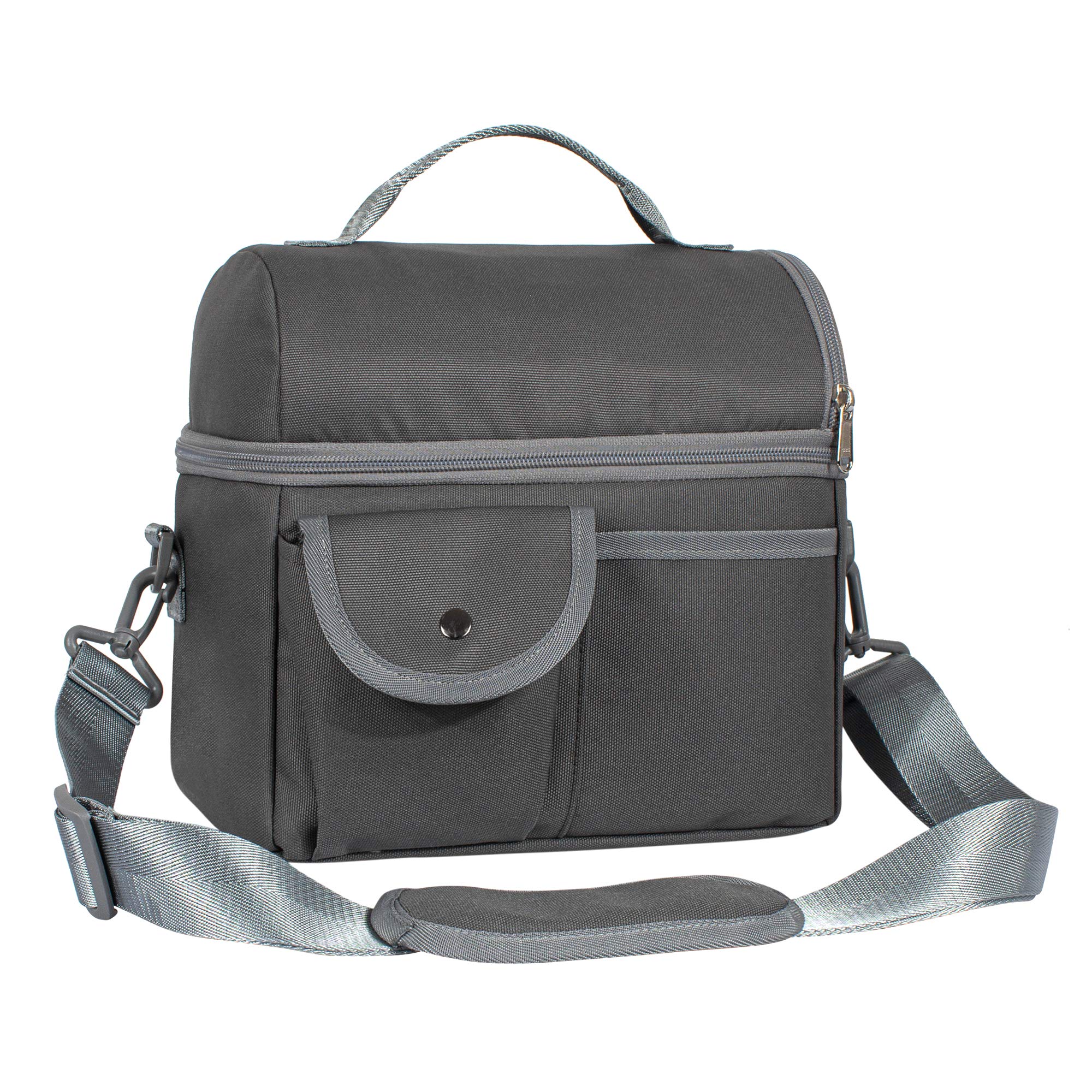TOPERIN Insulated Lunch Box for Men & Women - Leakproof Reusable Lunch Bag for Work, School, Picnic - BPA-Free Thermal Food Container (Dark Gray) | Perfect for Office, Construction Site & Outdoor Activities