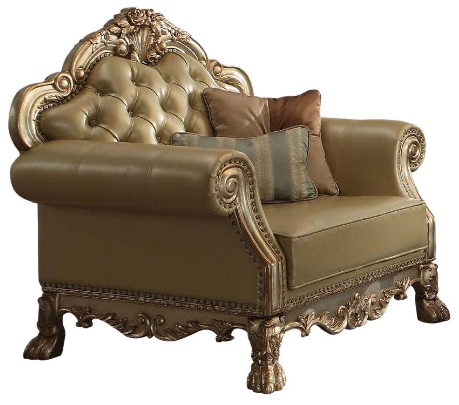 Acme Dresden Chair with 2 Gold Patina Pillows - Elegant Living Room Furniture for Home Decor | Perfect for Lounge, Reading Nook & Cozy Sitting Area