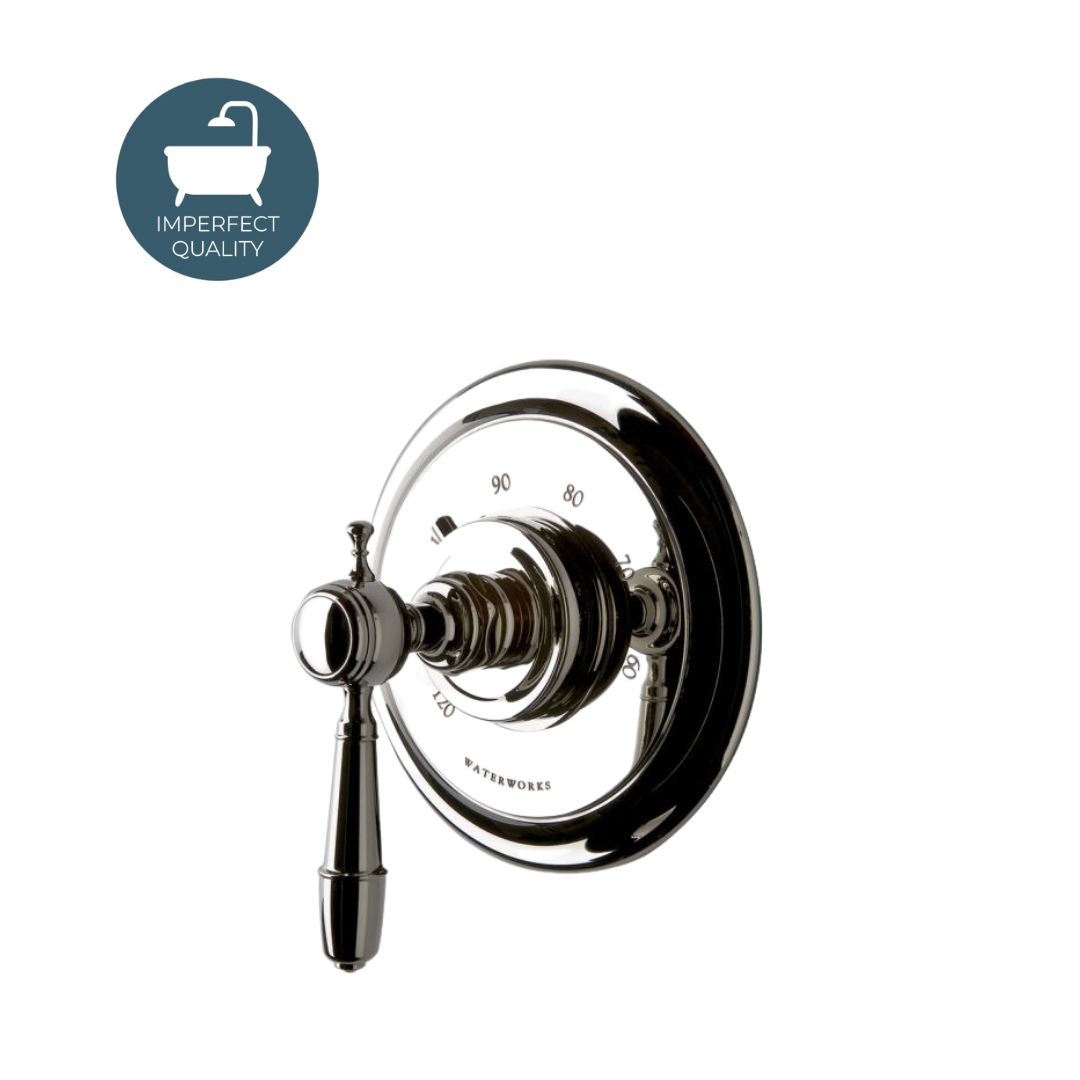 Waterworks Julia Thermostatic Control Valve Trim with Metal Lever Handle in Vintage Brass - Premium Bathroom Fixture for Shower and Tub Temperature Regulation