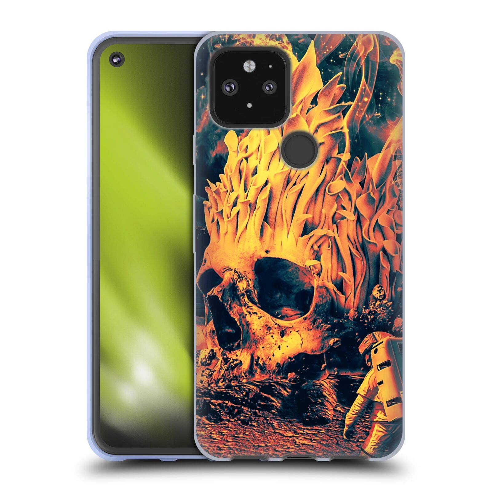 Head Case Designs Officially Licensed Riza Peker Space Skull Soft Gel Case for Google Pixel 5 5G - Protective Cover for Everyday Use, Gaming, and Travel