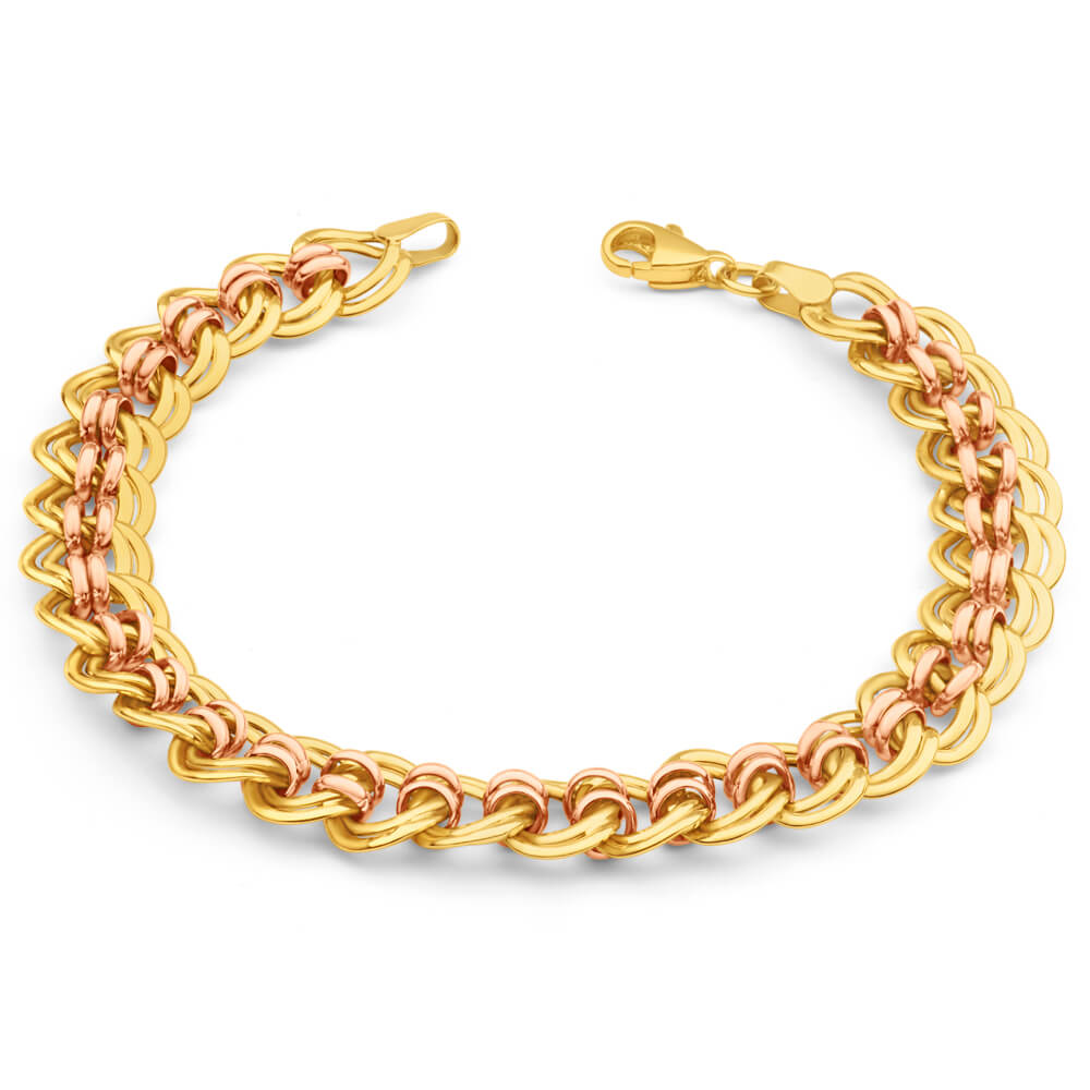 9ct Yellow Gold & Rose Gold Curb Chain Bracelet for Women - Elegant & Durable Jewelry Gift for Birthday, Anniversary & Special Occasions