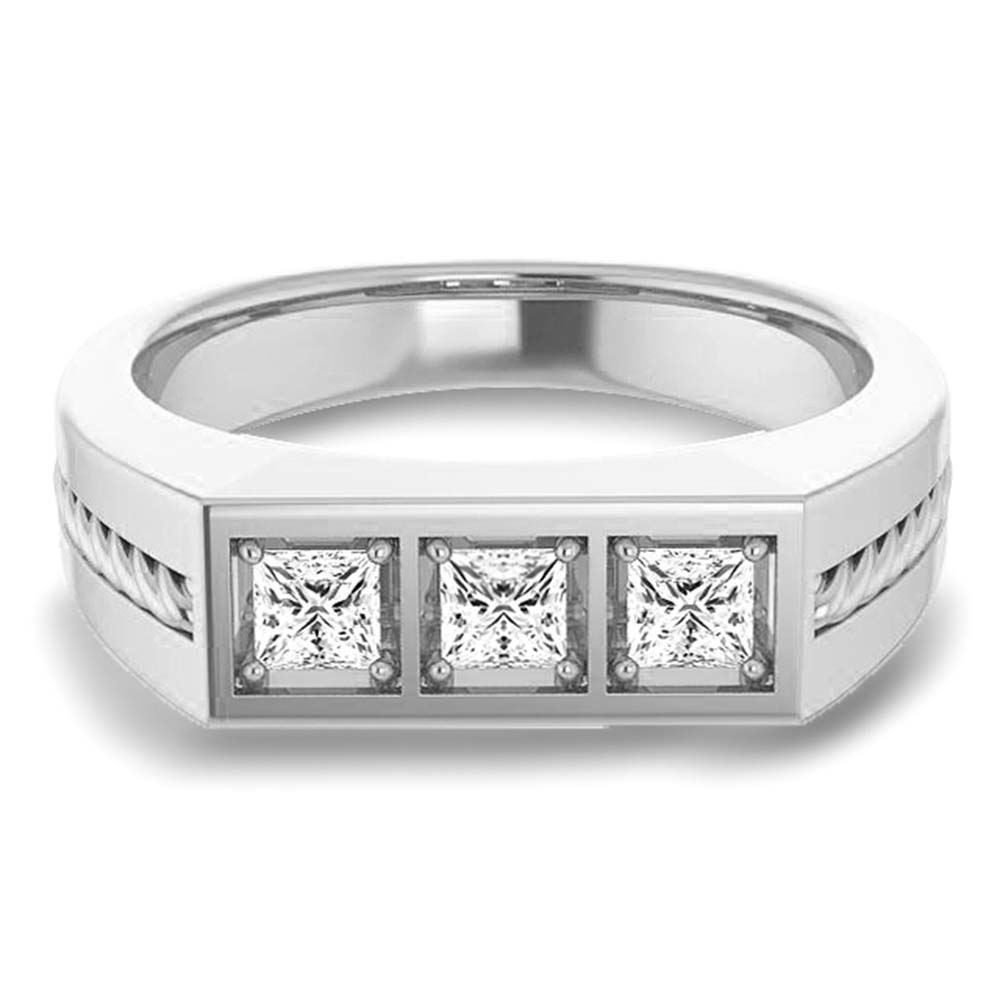 0.75 Carat Princess Cut Diamond Men's Wedding Band Ring - Rope Accented Design for Engagement, Anniversary & Special Occasions