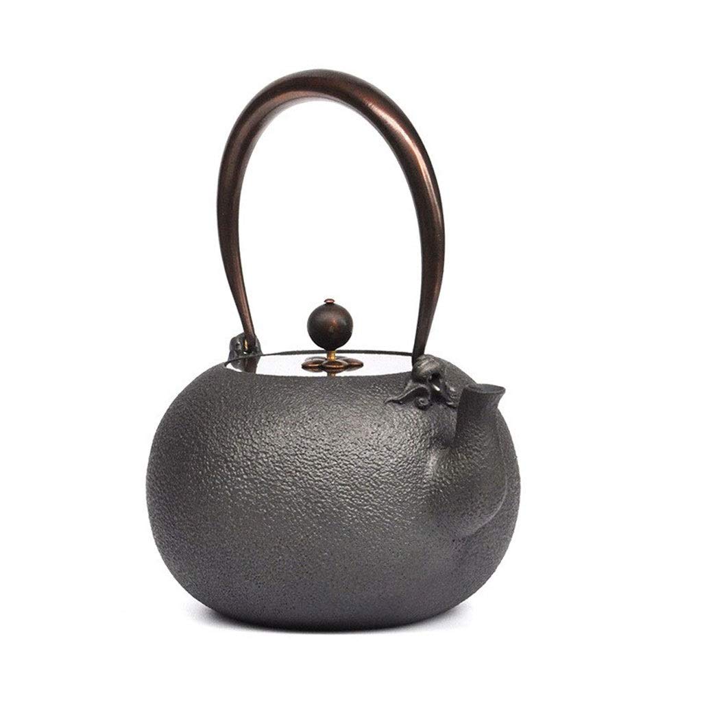 1.2L Japanese-Style Cast Iron Teapot with Copper Handle & Lid - Uncoated Oxidized Inner Wall, Stovetop Safe Tetsubin Kettle for Tea Brewing | Perfect for Traditional Tea Ceremonies, Home Use & Gift Giving