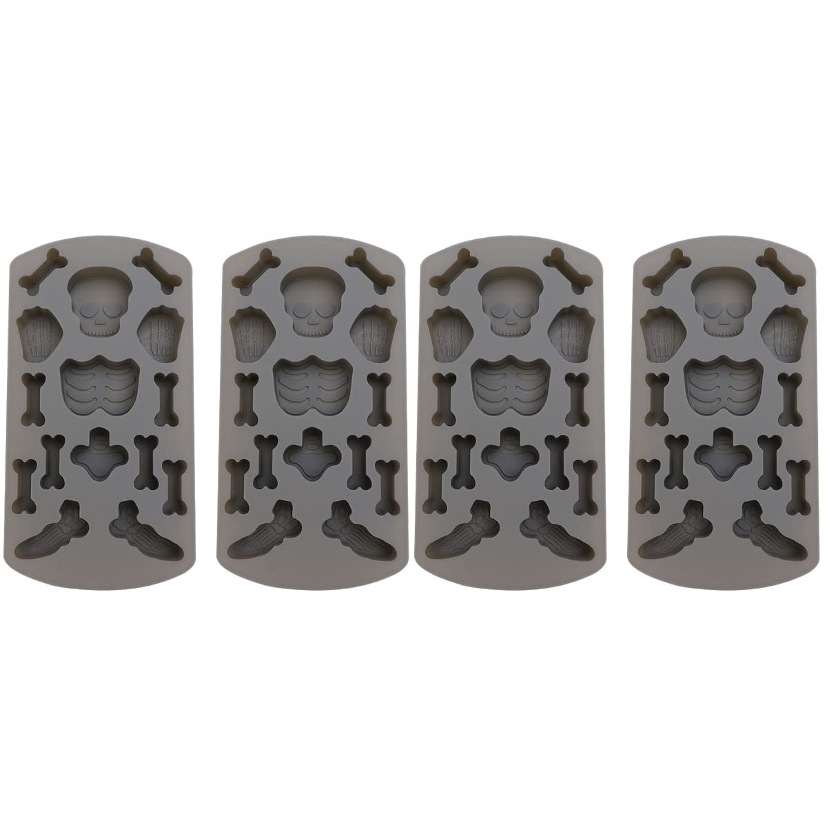 PartyKindom 4 PCS Dark Grey Halloween Silicone Baking Molds - Creative Human Skeleton Cake Molds for Spooky Treats, Cupcakes & DIY Desserts | Perfect for Halloween Parties, Themed Events & Home Baking