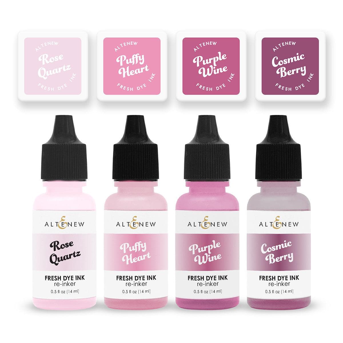Rose Petal Fresh Dye Ink Mini Cube & Reinker Bundle Set for Card Making, Scrapbooking, and DIY Crafts - Perfect for Stamping, Coloring, and Mixed Media Projects