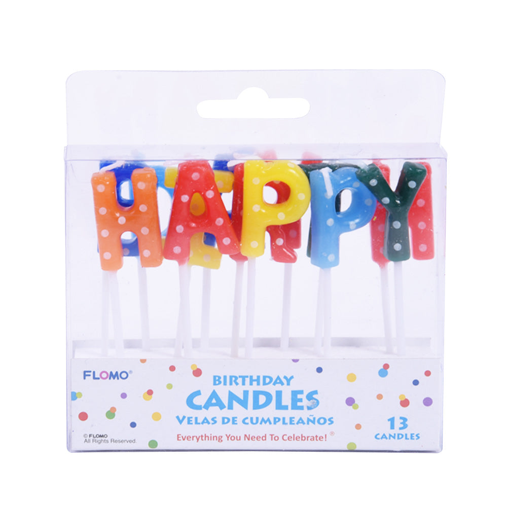 Happy Birthday Pick Candles - 13 Pack Colorful Cake Toppers for Birthday Parties, Weddings & Celebrations - Perfect for Cupcakes, Cakes & Desserts