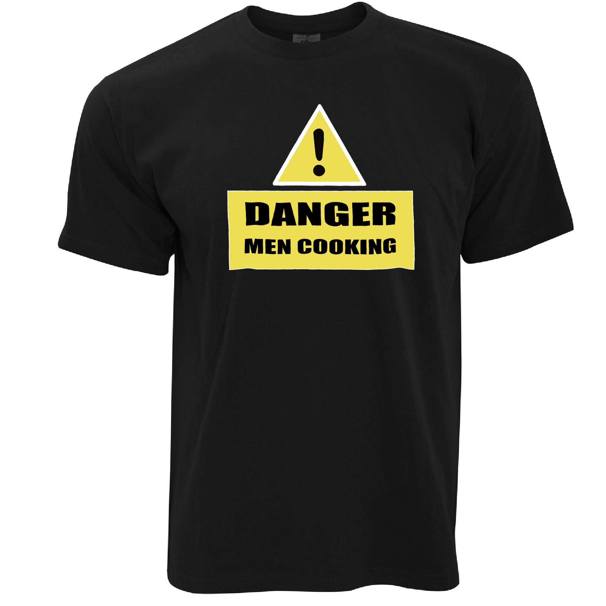 Funny BBQ T-Shirt for Men - 'Danger! Men Cooking' Graphic Tee - Perfect for Grilling, Barbecue Parties & Outdoor Cooking Events