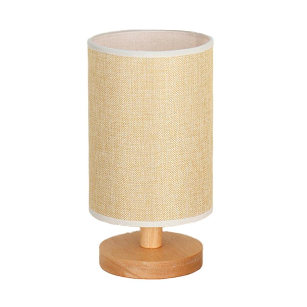 Baoblaze USB Bedside Table Lamp with Push Button Switch - Wooden Base & Fabric Shade, Simple Nightstand Light for Office, Kids Room, College Dorm, Home Decor (Yellow Linen) - Perfect for Reading, Relaxing & Nighttime Use