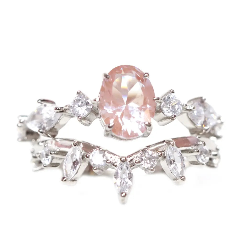 Eleanor Ring Set - Elegant Stackable Rings for Women, Sterling Silver & Cubic Zirconia Jewelry - Perfect for Weddings, Anniversaries & Everyday Wear