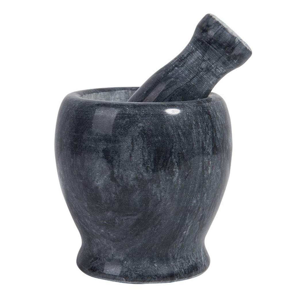 Premium Solid Marble Mortar and Pestle Set - Natural Stone Kitchen Tool for Grinding Herbs, Spices, Garlic & Ginger - Manual Herb Crusher, Spice Grinder & Garlic Press - Perfect for Cooking, Baking & Herbal Medicine Preparation (Black)