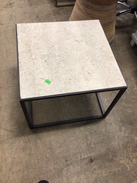 Macy's Travertine Top End Table - Elegant Side Table for Living Room, Bedroom, or Office - Perfect for Coffee, Books, and Decor
