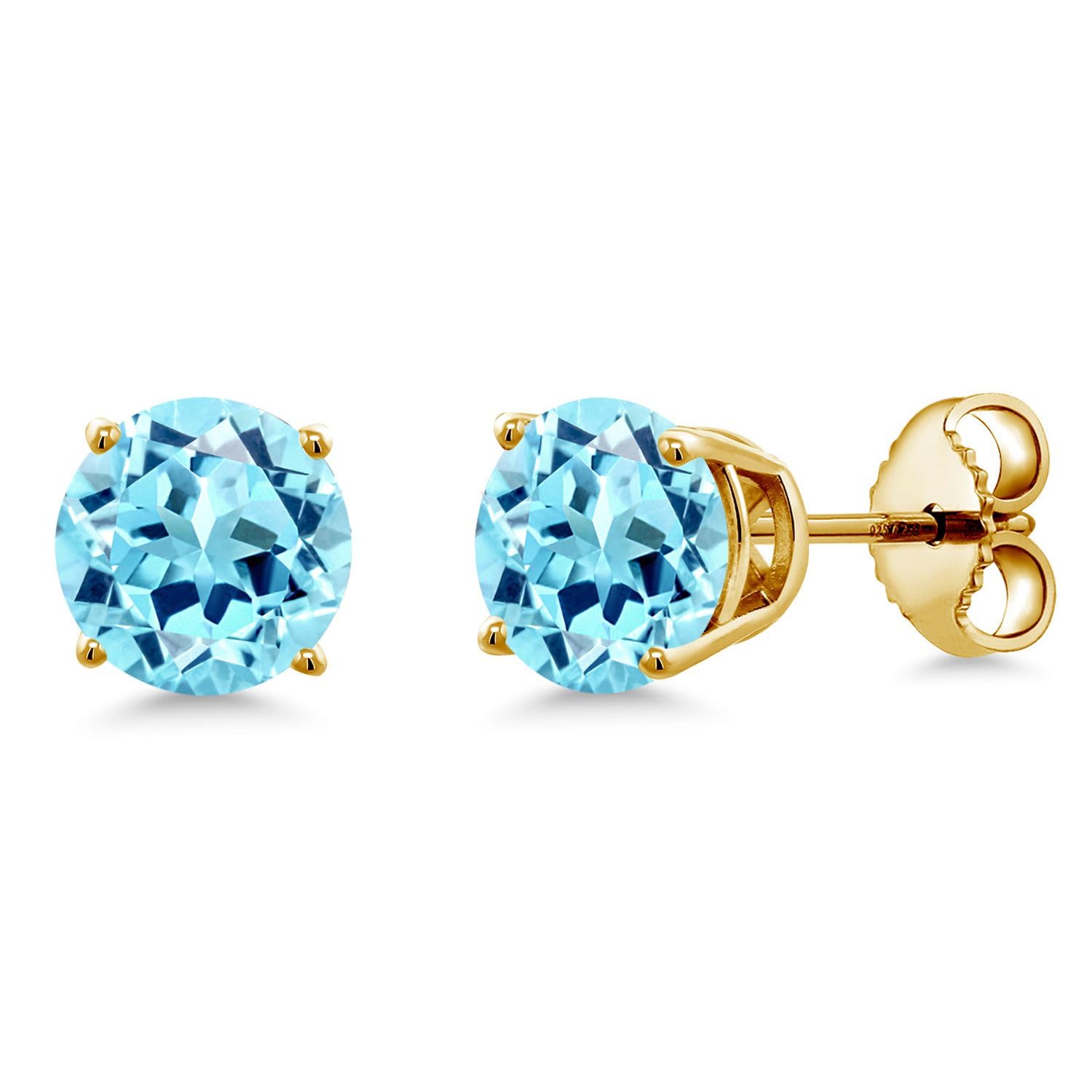 Gem Stone King 18K Yellow Gold Plated Sterling Silver 6MM Round Birthstone Stud Earrings for Women & Men | Personalized Zodiac Jewelry Gift for Anniversary, Birthday & Special Occasions