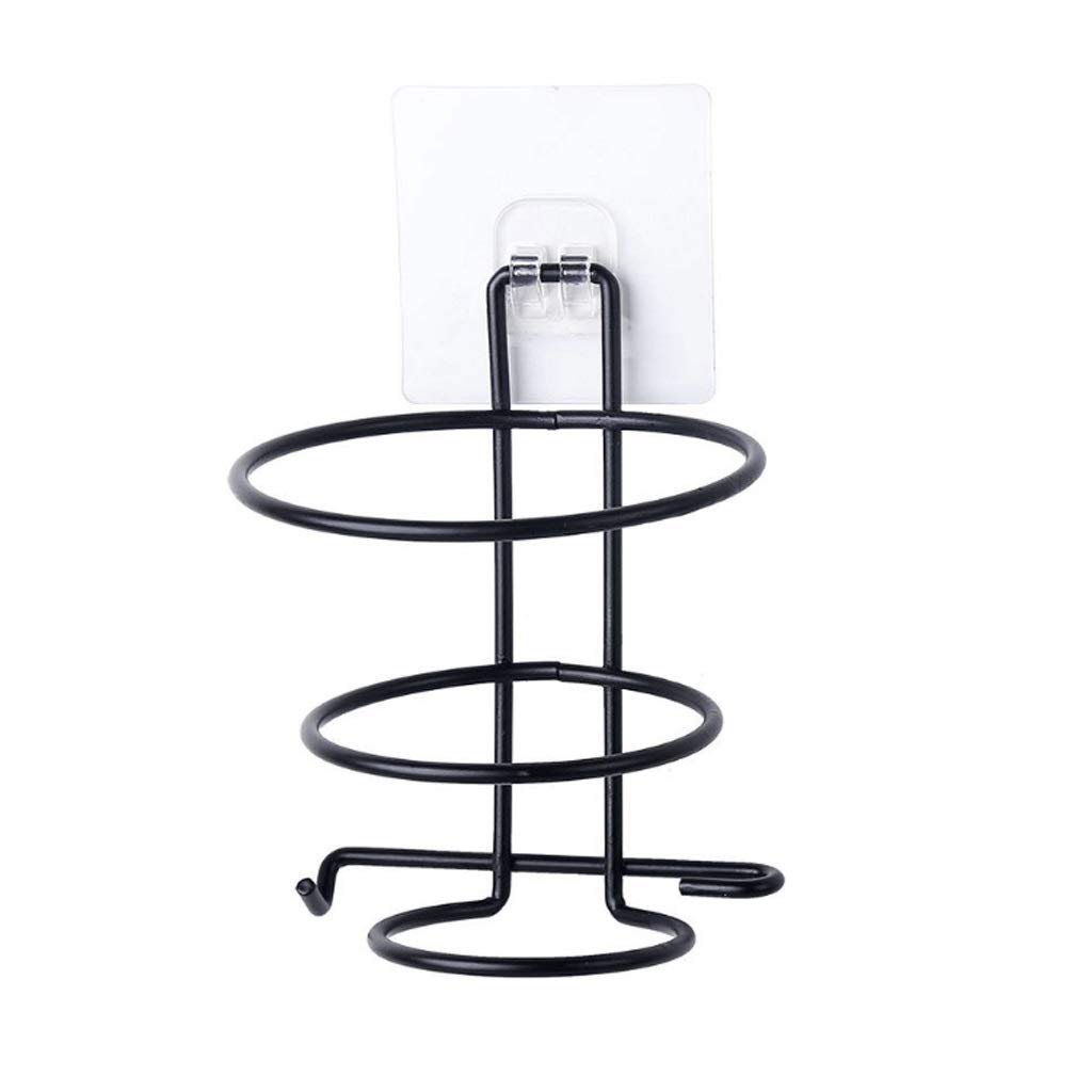 Wall Mounted Aluminum Hair Dryer Rack - Spiral Stand Holder Organizer for Bathroom (Black) | Perfect for Small Spaces & Clutter-Free Vanity Organization