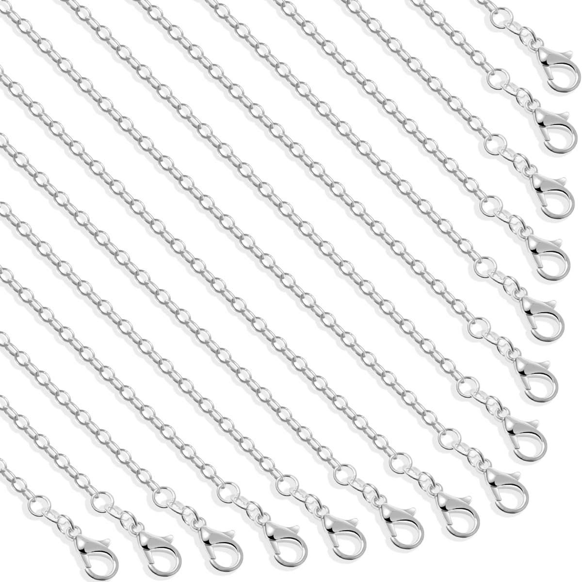 Selizo 30 Pack Silver Plated Jewelry Chains for Necklace Making - 1.2mm Thick, 22 Inches Bulk Necklace Chains - Perfect for DIY Jewelry, Pendants & Craft Projects