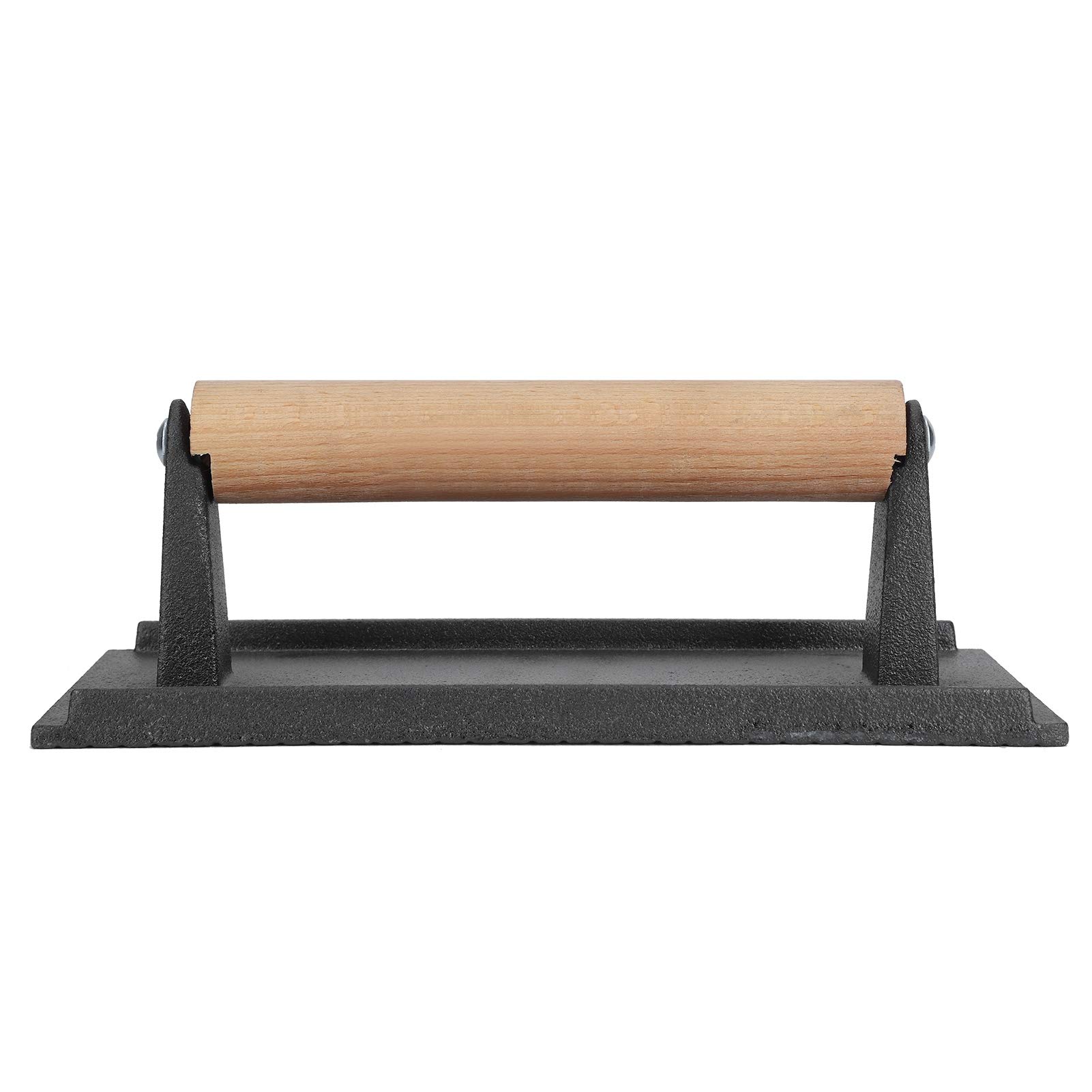 Cast Iron Steak Press with Wood Handle - Heavy Duty Grill Weight for Steak, Bacon & BBQ - Perfect for Home, Restaurant, Camping & Outdoor Cooking