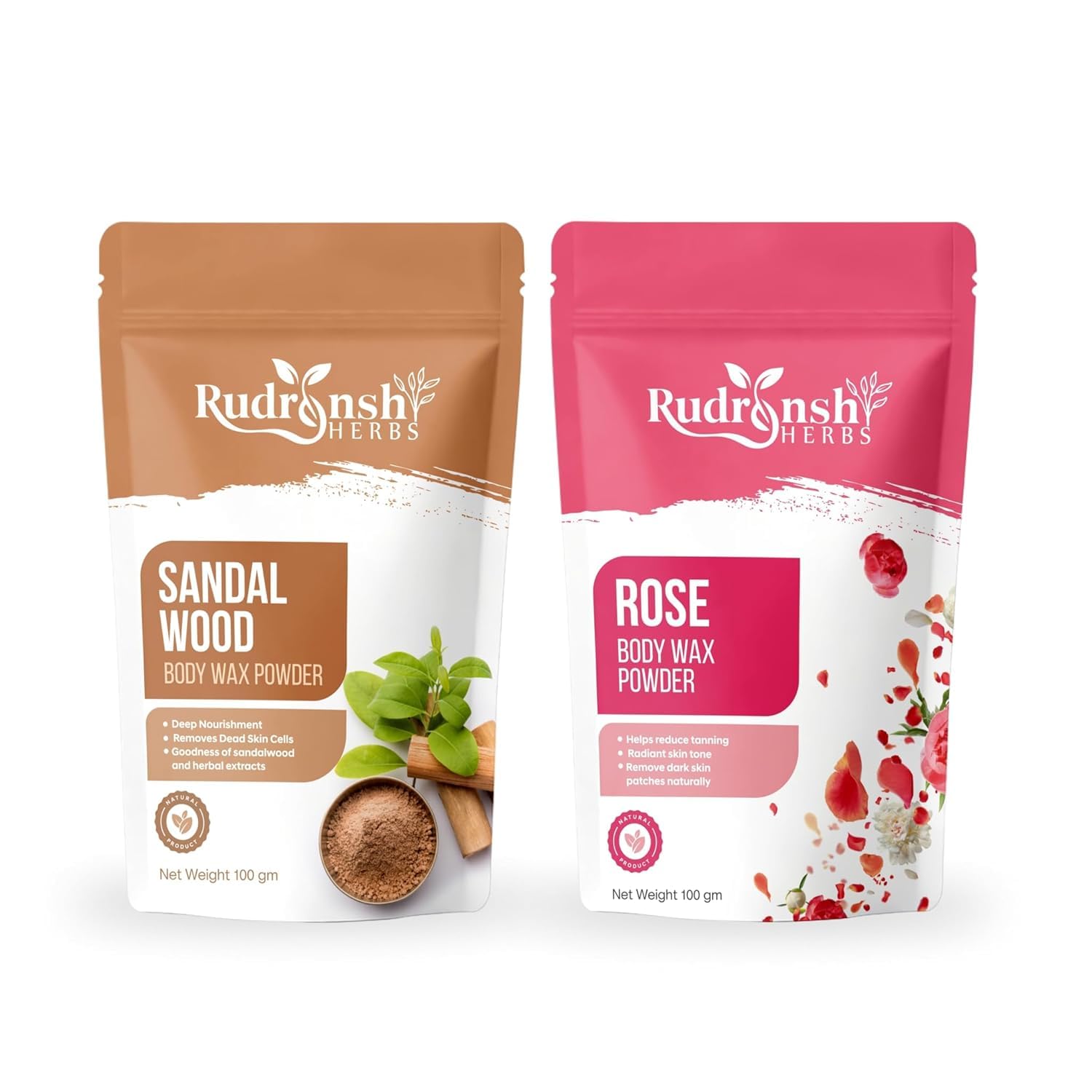 Natural Sandalwood & Rose Herbal Hair Removal Wax Powder for Women - 200g (100g x 2) | Gentle & Effective Body Hair Removal | Perfect for Smooth Legs, Arms & Bikini Line