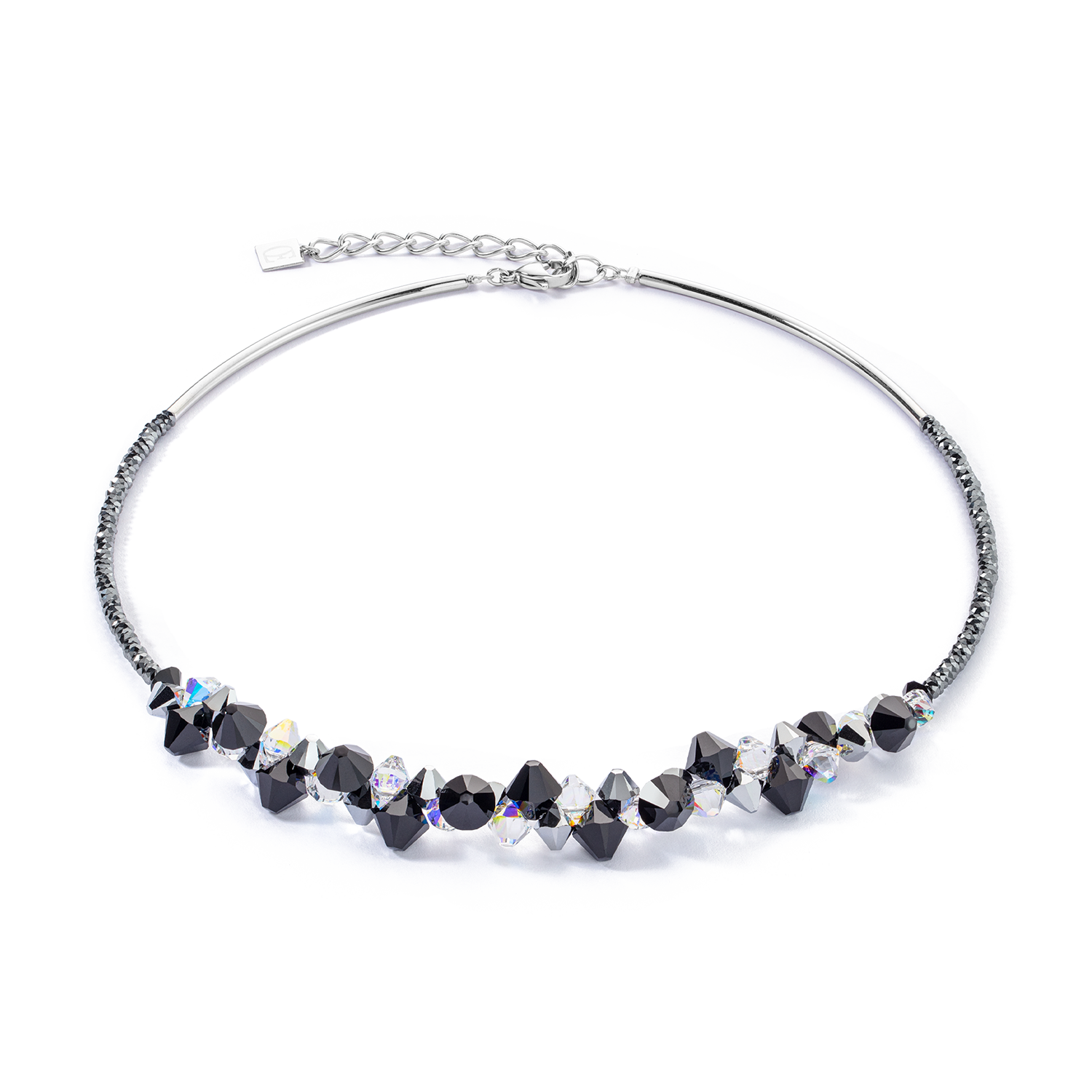 Elegant Silver Black Dancing Crystals Pendant Necklace for Women - Perfect for Evening Parties, Weddings & Special Occasions