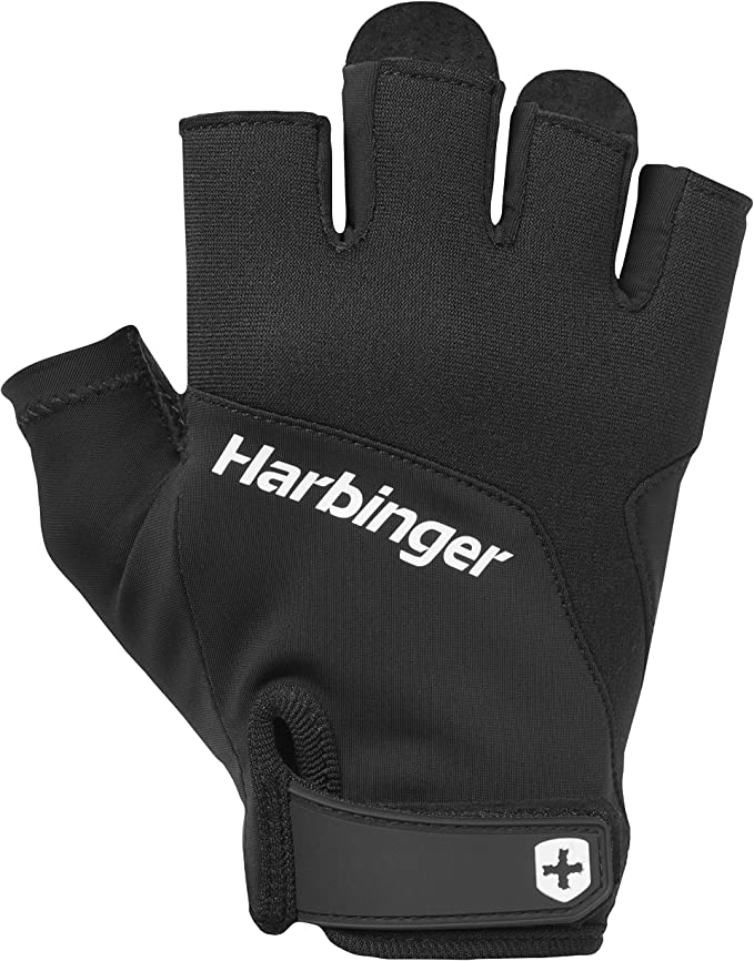 Harbinger Unisex Training Grip Gloves 2.0 - Black | Weight Lifting, CrossFit & Gym Workout Gloves for Men & Women
