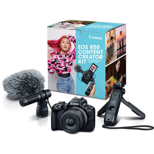 Canon EOS R50 Mirrorless Camera with RF-S 18-45mm Lens - Perfect for Vlogging, YouTube Content Creation & Travel Photography | Includes Accessory Kit for Creators