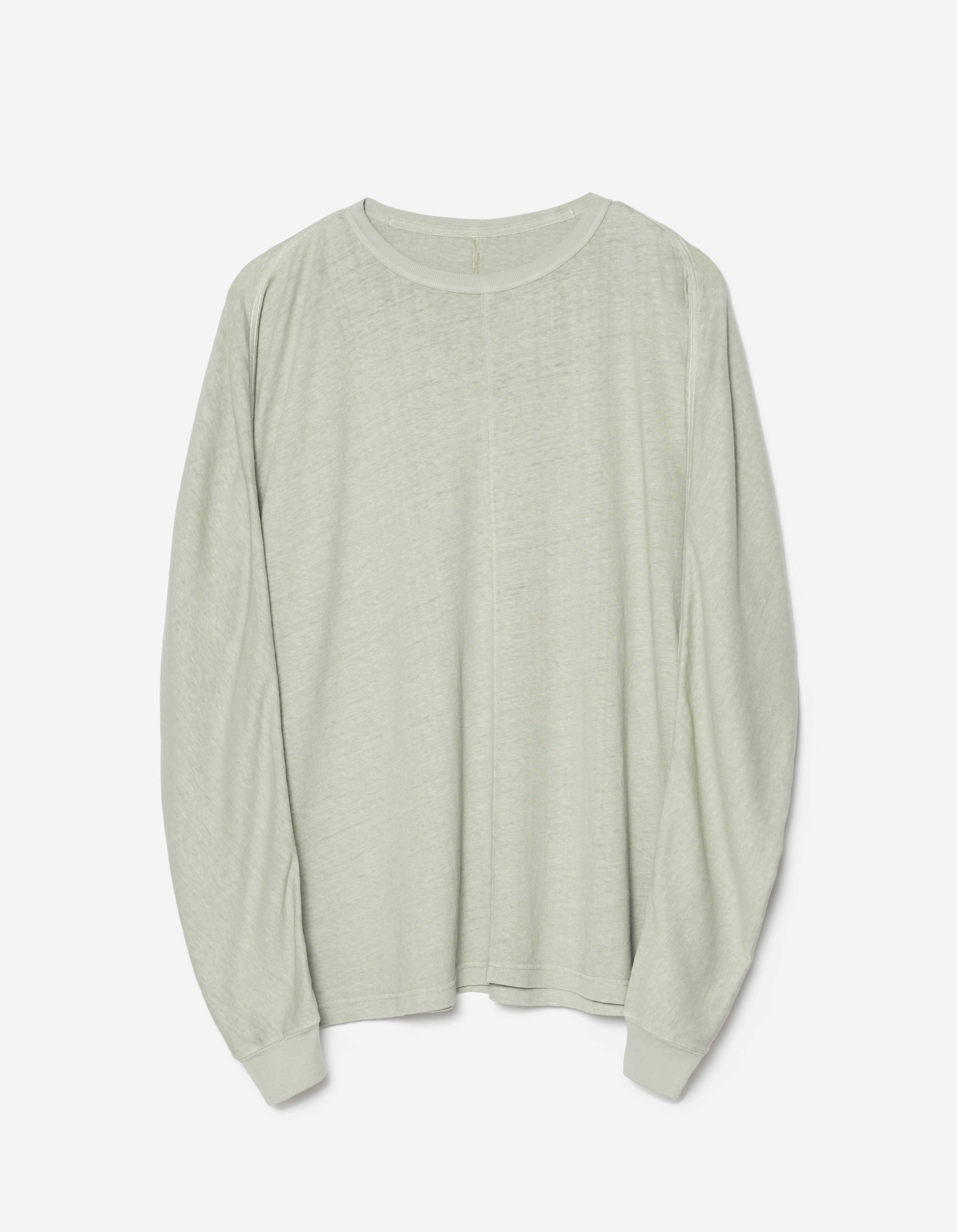 5245 Hemp Cross Oversized Long Sleeve T-Shirt for Men & Women - Eco-Friendly Sage Green Cotton Blend Top for Casual Wear, Street Style & Layering