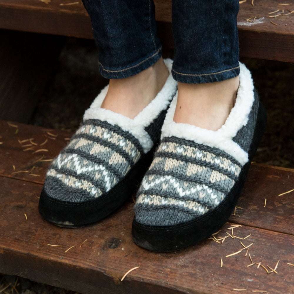 Women's Acorn® Nordic Moc Slippers with Indoor/Outdoor Sole - Cozy House Shoes for Winter, Home, Travel & Outdoor Use