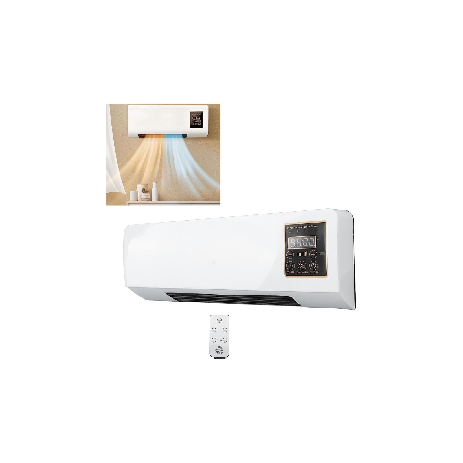 Portable Wall Mount AC Unit - 8000 BTU Cooling & Heating with Remote Control - Energy Efficient Mini Split Air Conditioner for Home, Office, Bedroom - Perfect for Small Spaces & Summer Comfort