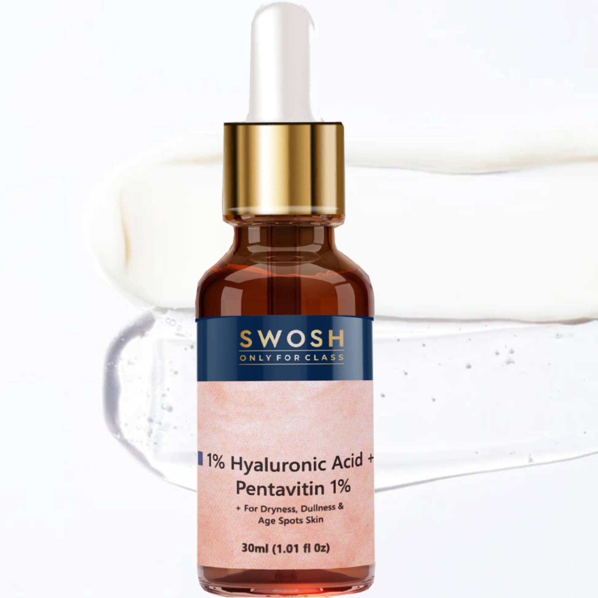 SWOSH 1% Hyaluronic Acid Serum 30ml - Lightweight Hydrating Face Serum for Dry Skin with Glycerin & Aloe Vera | Deep Moisturization, Skin Nourishment & Brightening | Perfect for Daily Skincare Routine & Nighttime Hydration Boost