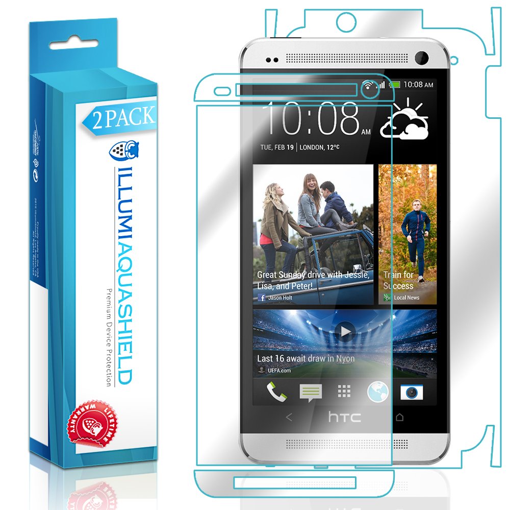 Premium ILLUMI AquaShield HD Clear Screen Protector (2-Pack) for HTC One M7 - Front & Back TPU Film with No-Bubble Technology | Perfect for Everyday Protection & Gaming