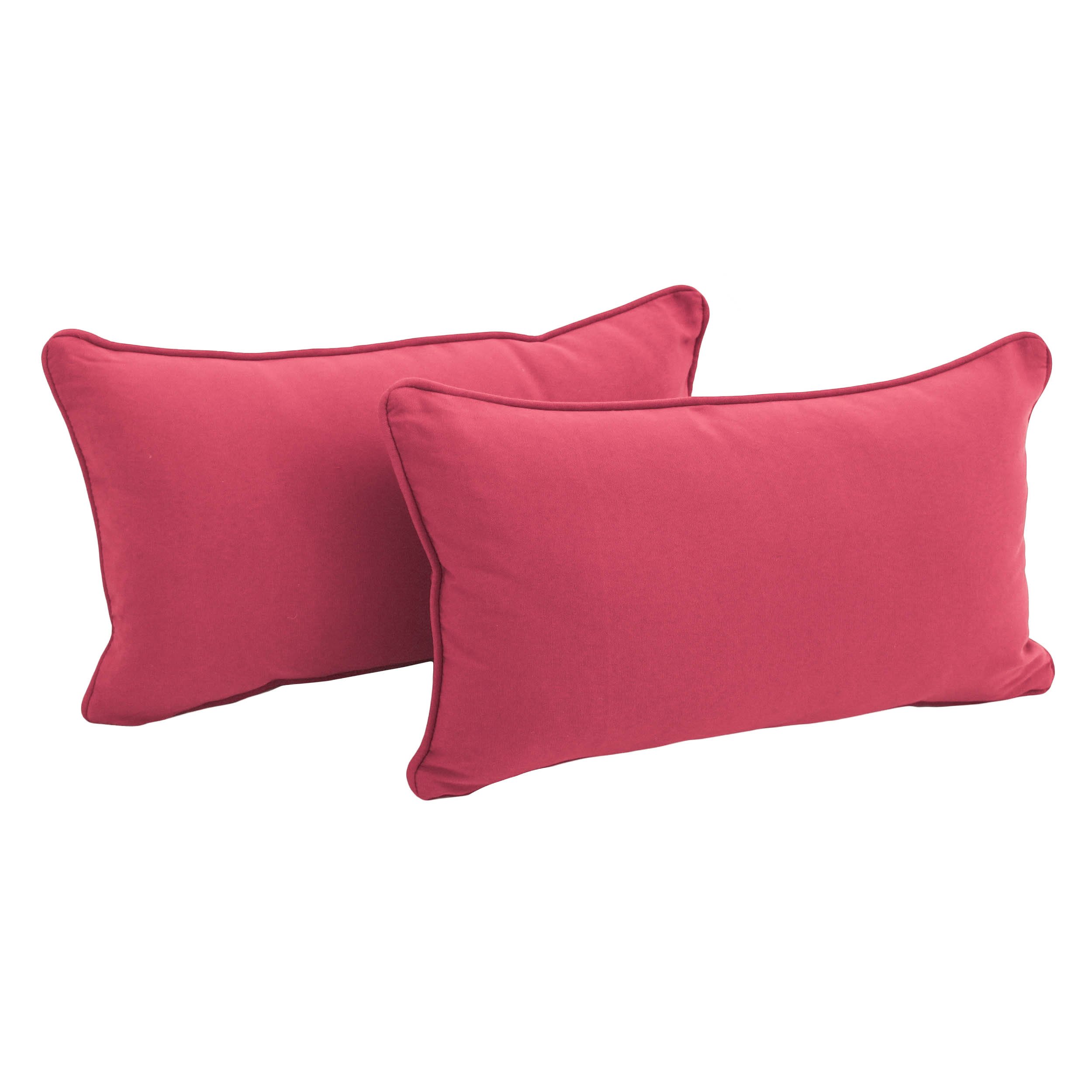 Premium Corded Twill Throw Pillows Set of 2 - 20x12 Inches Soft Decorative Cushions in Berry Red for Sofa, Bed, Living Room & Home Decor