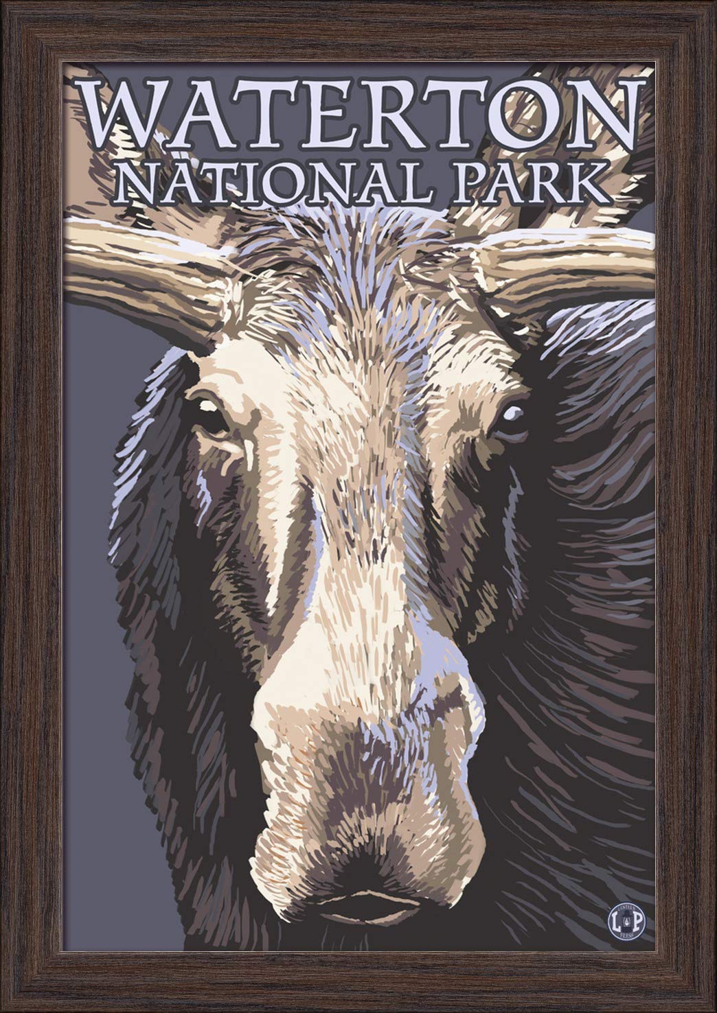 Waterton National Park Canada Moose Close-Up Fine Art Print - 12x18 Giclee on Recycled Wood Frame in Espresso Brown - Perfect for Nature Lovers Home & Office Wall Decor