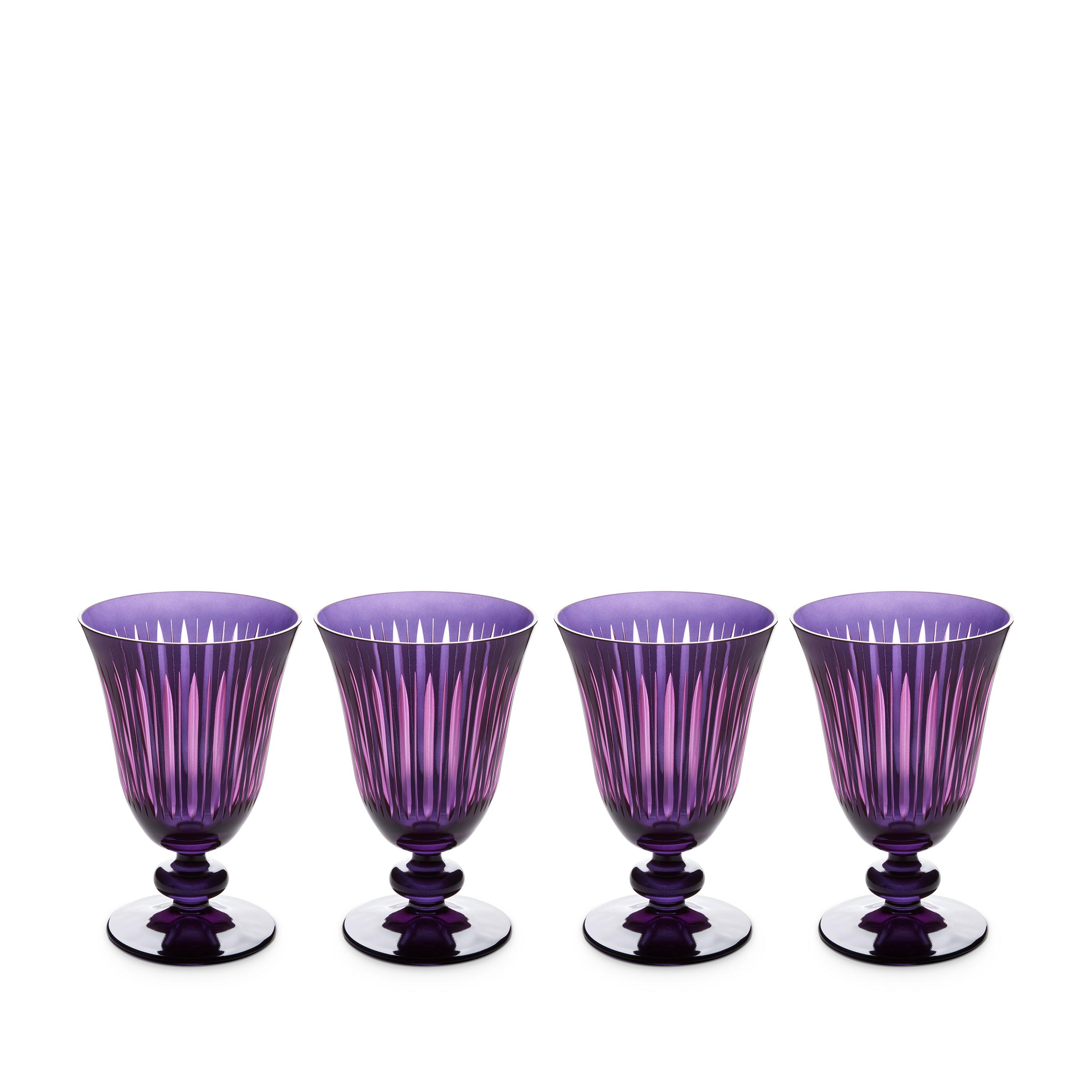 Premium Purple Prism Wine Glasses Set of 4 - Elegant Stemware for Red & White Wine, Champagne - Perfect for Dinner Parties, Weddings & Home Decor