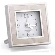 Vintage Addison Ross Mother of Pearl & Silver Alarm Clock - Elegant Bedside Table Clock for Home, Office, and Travel Use