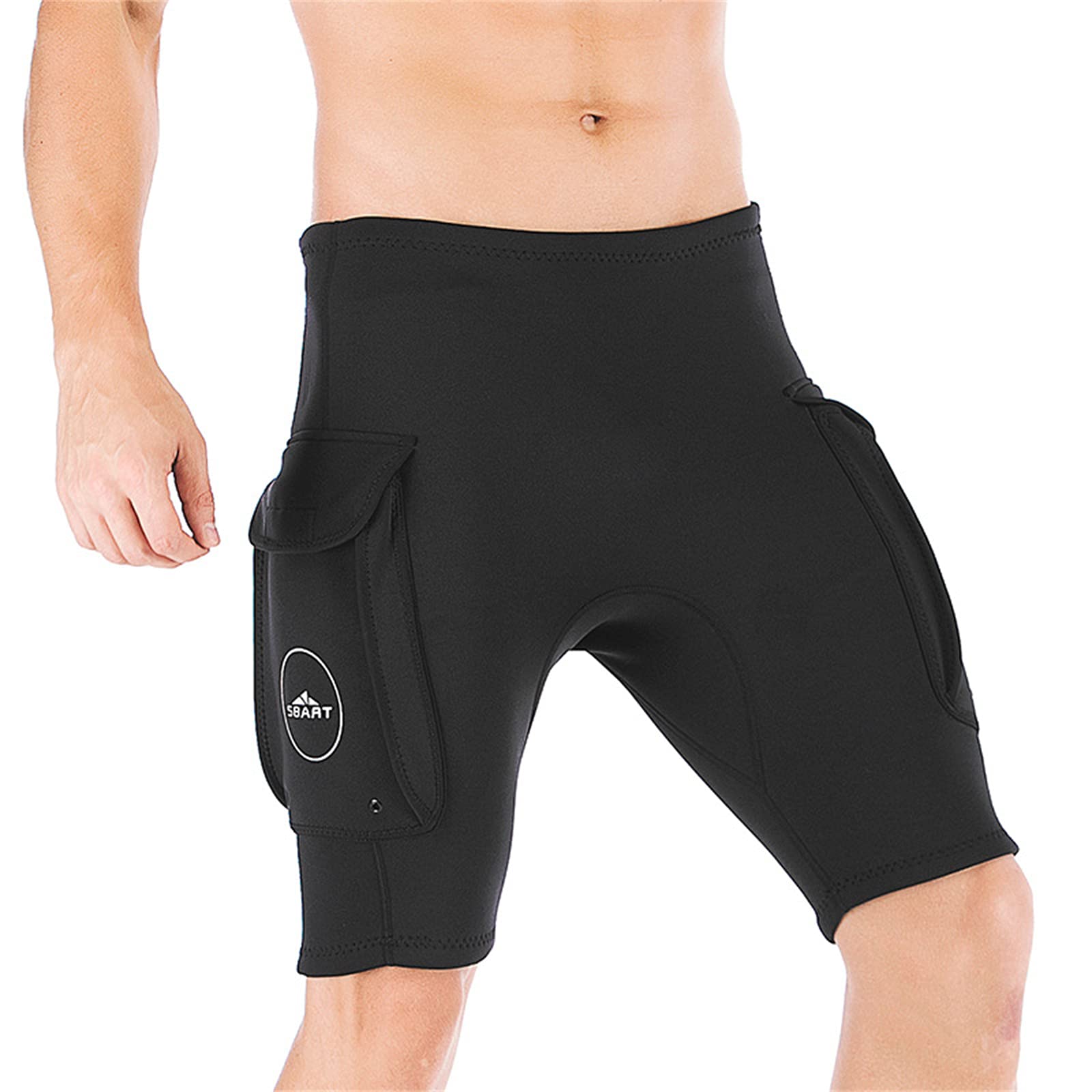 ZIPSAK 3mm Neoprene Scuba Diving Shorts with Pockets - Men's Tech Wetsuit Shorts for Spearfishing, Surfing, Kayaking & Water Sports (Black, X-Large) - Perfect for Beach Activities and Outdoor Adventures