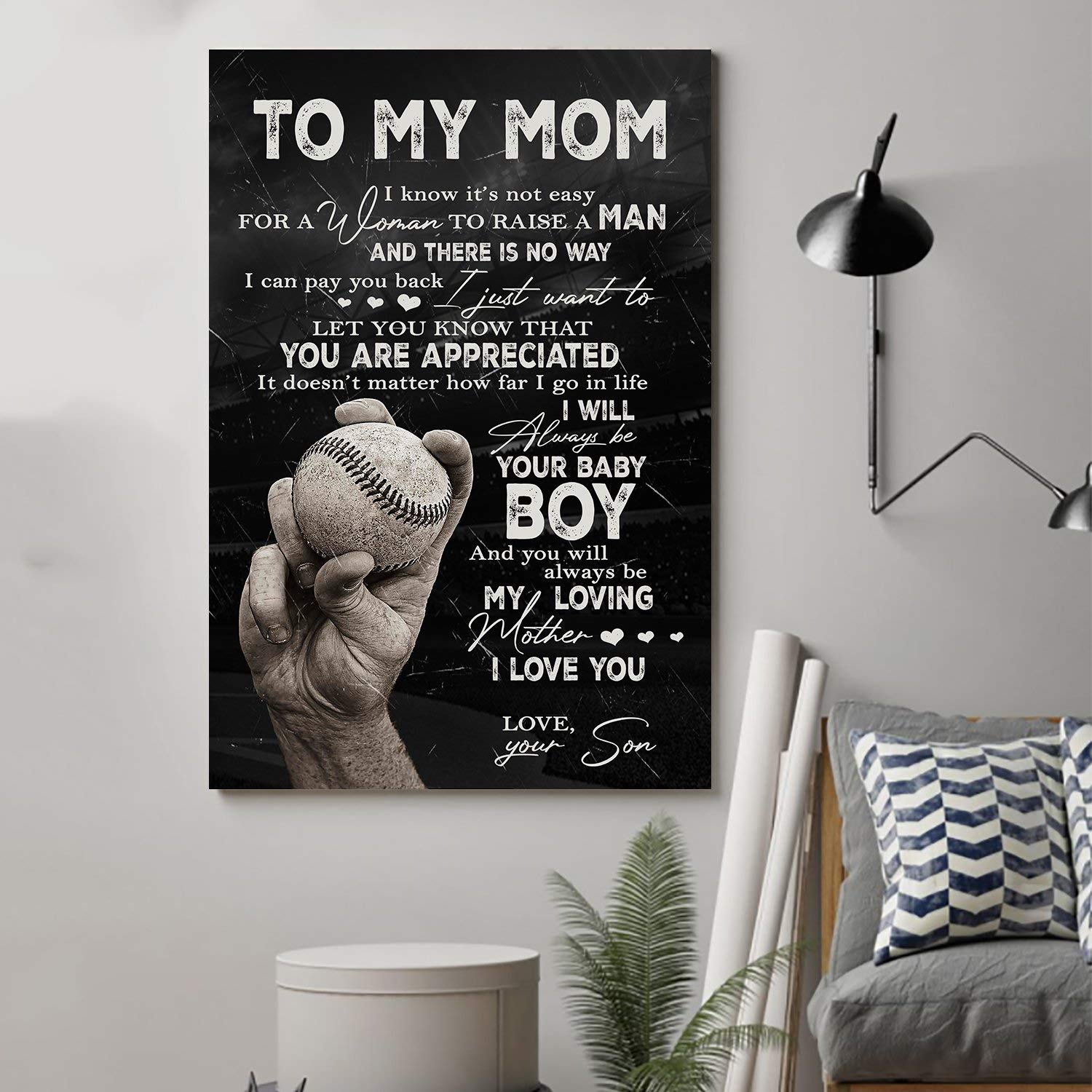 Forever Baseball Poster - Inspirational Birthday Gift for Mom from Son - Loving Mother Gift Unisex - Perfect for Bedroom, Living Room, Office Decor