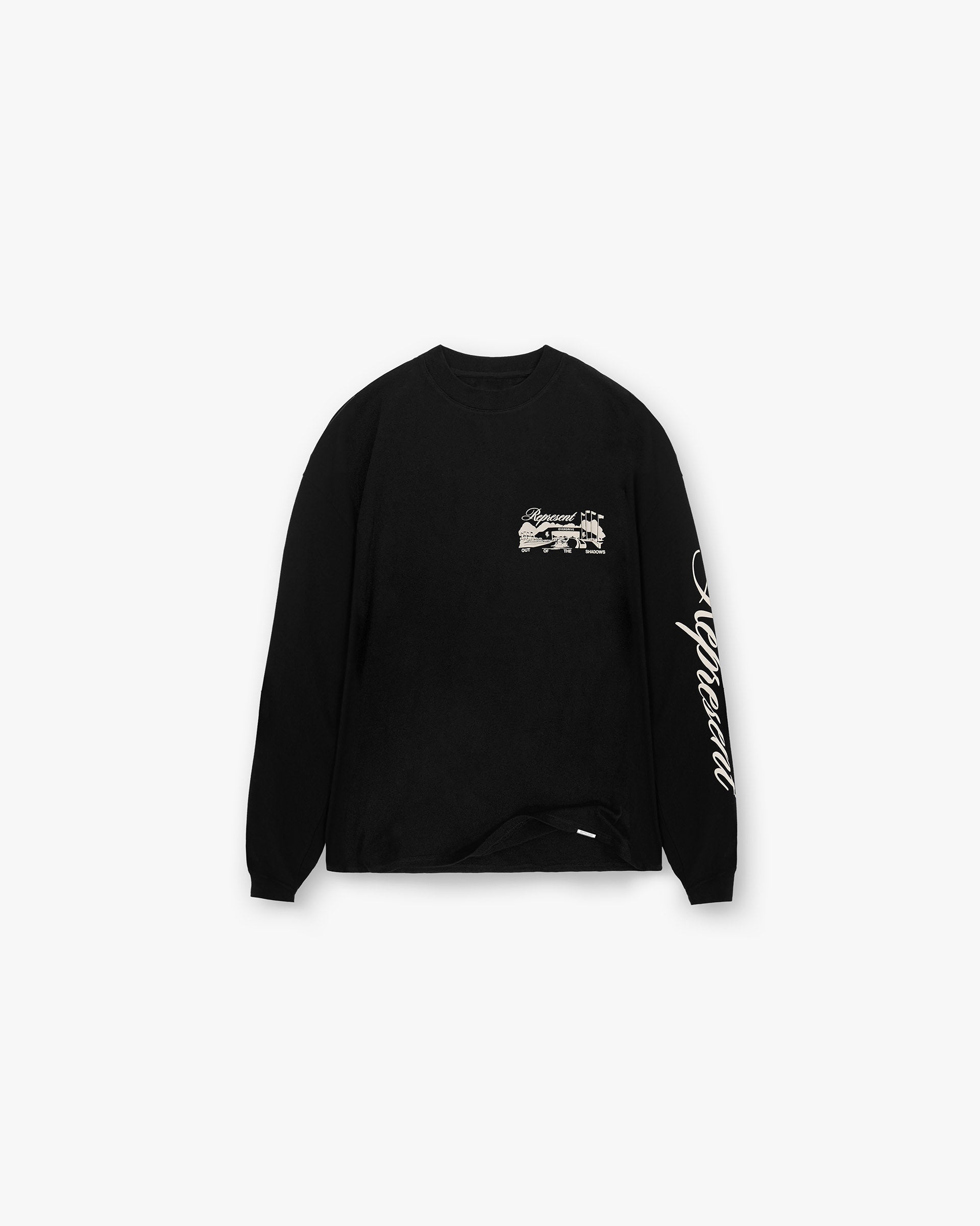 Raceway Long Sleeve T-Shirt for Men - Premium Jet Black Cotton Shirt - Casual & Athletic Wear for Running, Gym, and Everyday Use