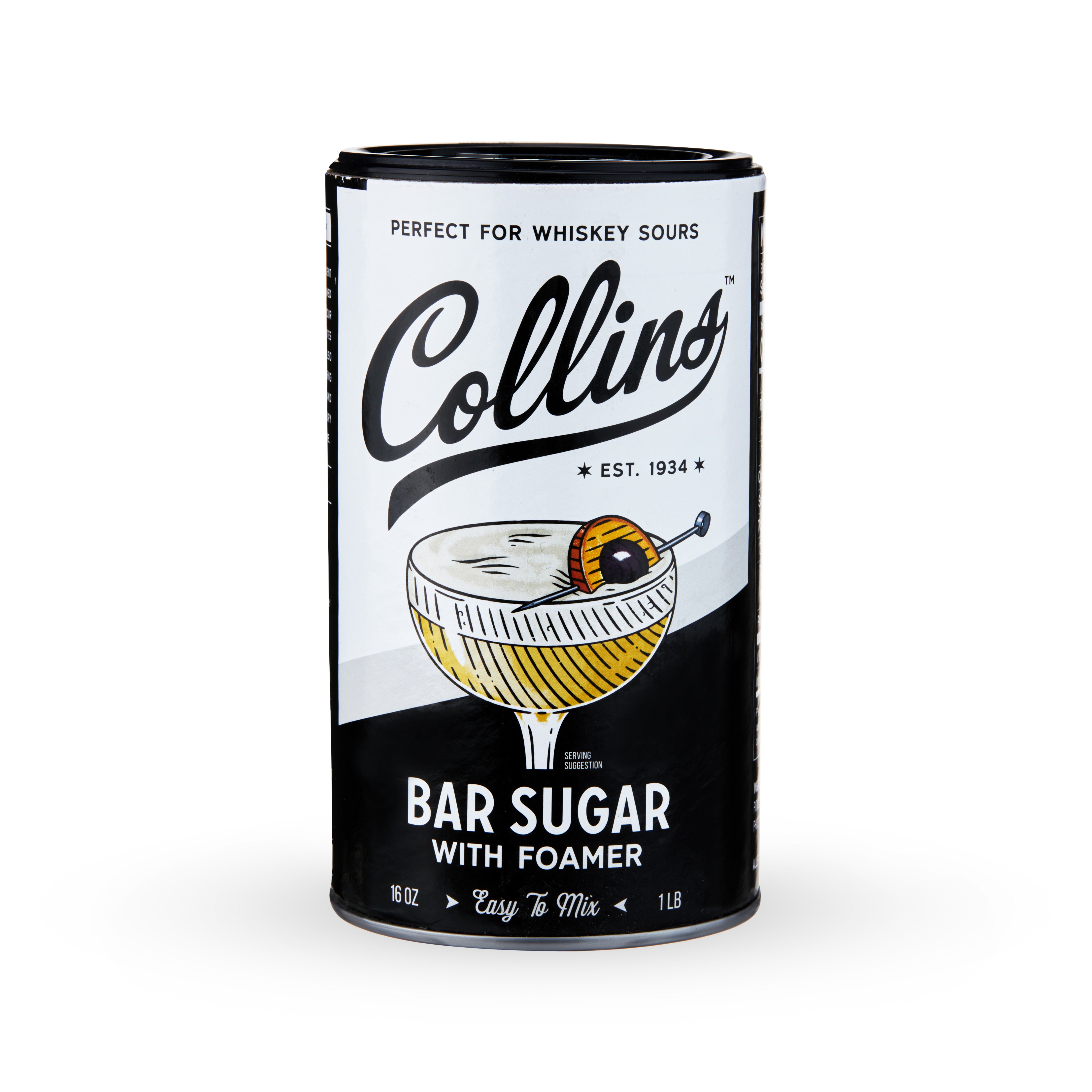 Bar Sugar with Foamer 16 oz - Premium Cocktail Mixing Sugar for Coffee, Tea & Bartending - Perfect for Home Bars & Professional Use