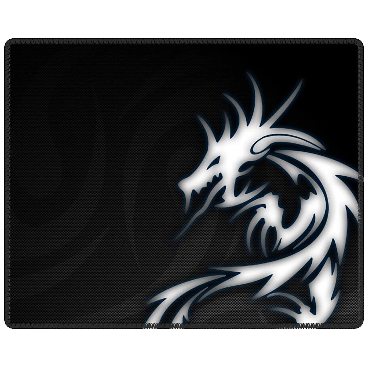 Qisan Gaming Mouse Pad with Non-Slip Rubber Base - Large Rectangle Mouse Mat for PC, Laptop, Keyboard | High Precision & Smooth Control for Gaming, Office Work, Graphic Design (White Dragon Design) - Perfect for Esports, Workstations & Home Office Setups