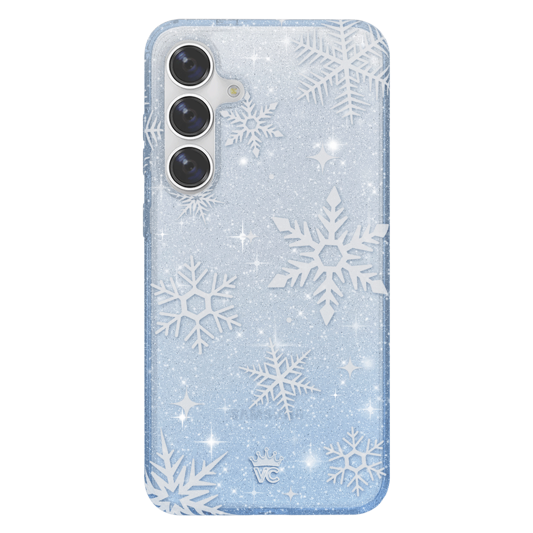 Snow Angel Glitter Samsung Phone Case - Protective Cover for Samsung Galaxy S23/S22/S21 - Sparkly Glitter Design for Women & Girls - Perfect for Holidays, Parties & Everyday Use