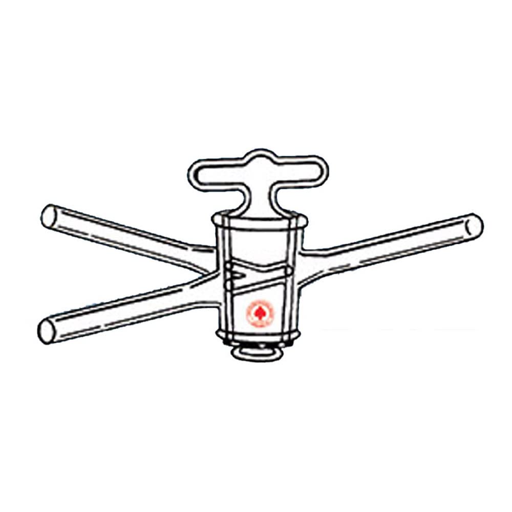 8213-06 High Vacuum Stopcock with T-Bore Hollow Plug, 4mm Size - Lab Glassware for Chemistry Experiments & Scientific Research
