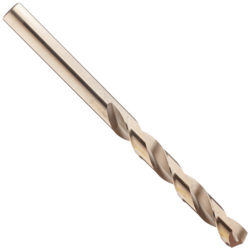Chicago Latrobe 520 Cobalt Steel Long Length Drill Bit - Gold Oxide Coated, Round Shank, 135° Split Point, Wire Size #7 (1-Pack) - Ideal for Metalworking, Woodworking, and DIY Projects