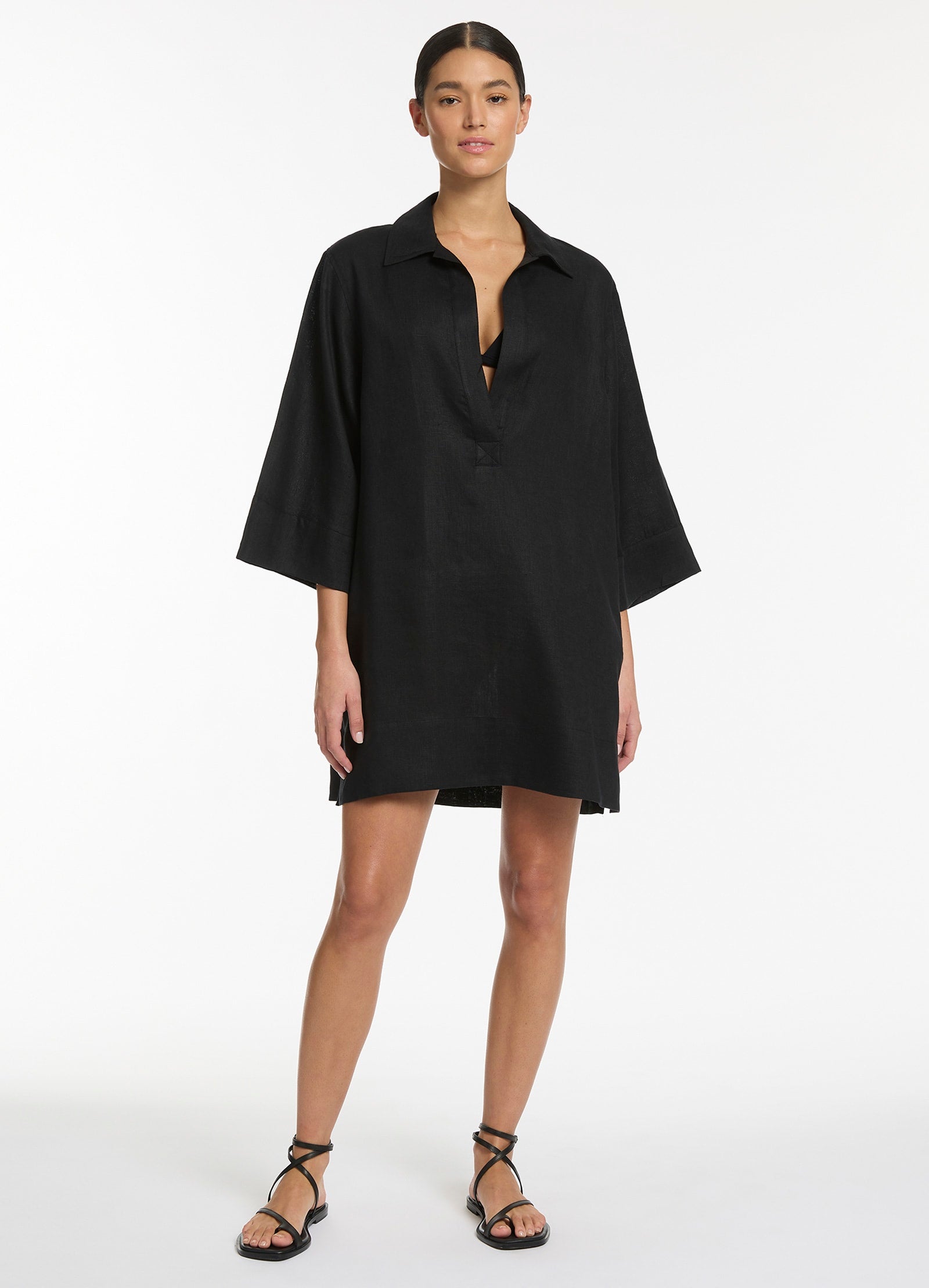 Jetset Pullover Kaftan - Stylish Black Loose Cover-Up Dress for Women | Perfect for Beach, Poolside & Summer Vacations
