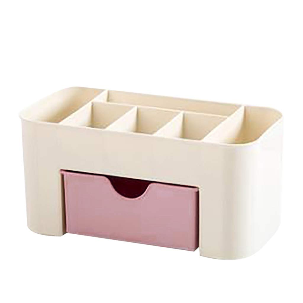 NXDA Pink Cosmetic Organizer with Drawers - Makeup Storage Box for Brushes, Lipsticks & Beauty Products - Space-Saving Vanity Organizer for Bedroom & Bathroom