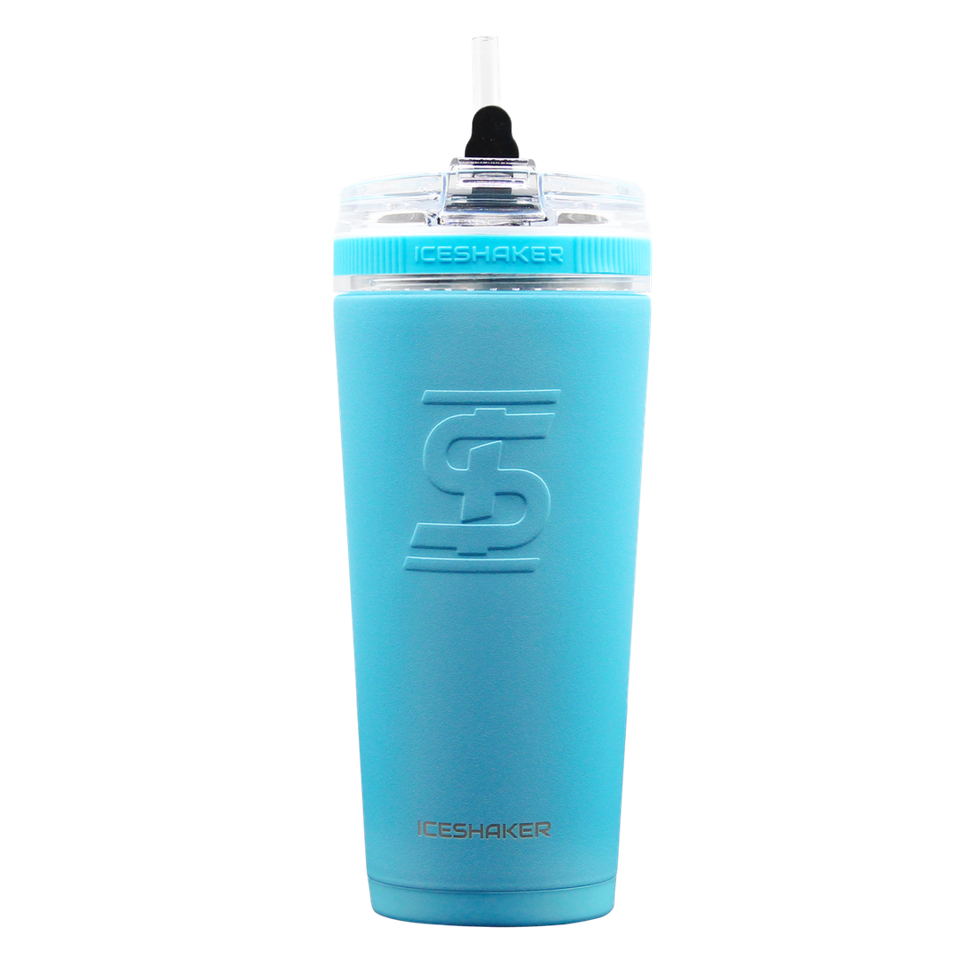 Custom 26oz Flexible Water Bottle - Caribbean Blue | Leakproof & Durable for Gym, Hiking & Outdoor Activities