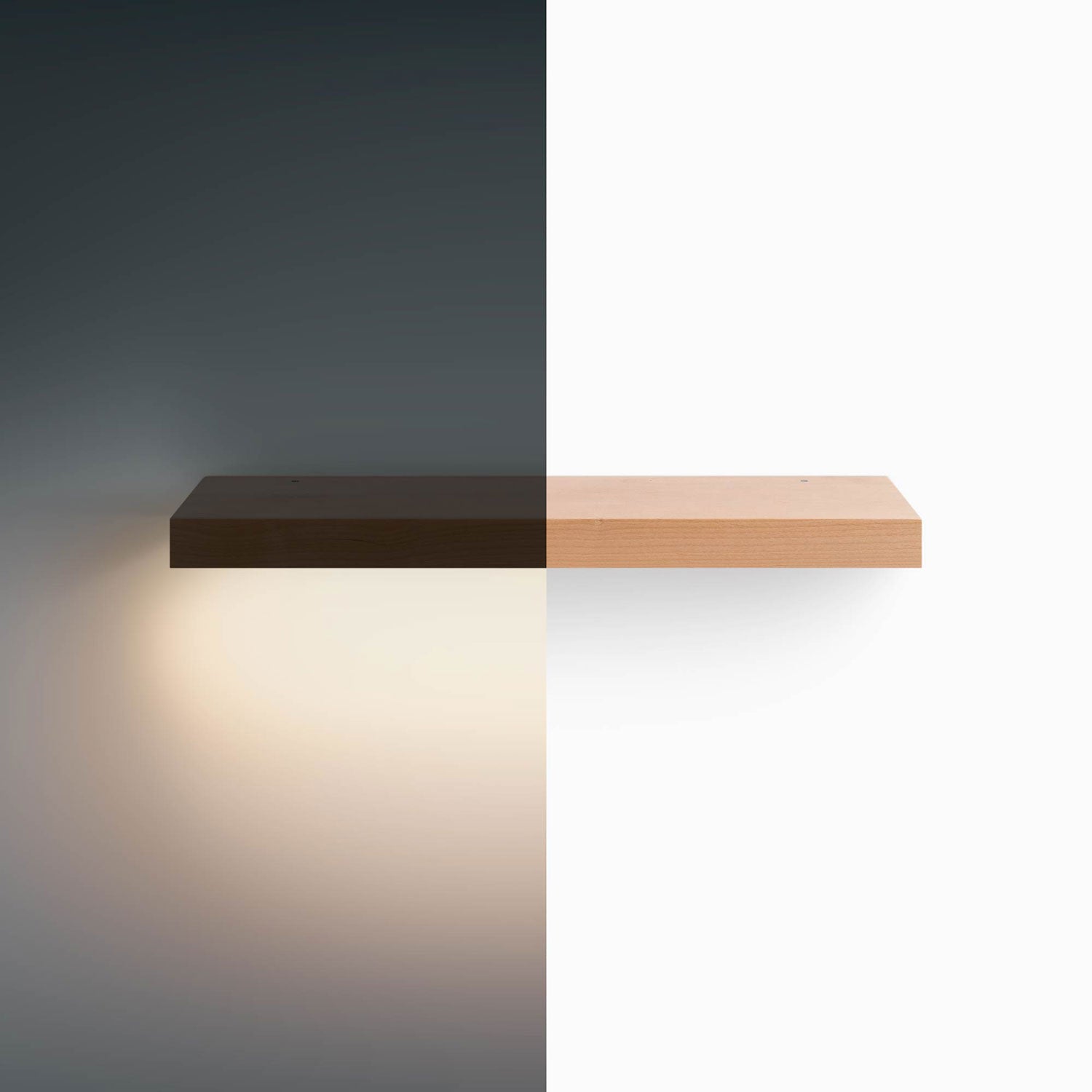 Aksel LED Alder Floating Shelf - Modern Wood Wall Shelf with Built-in Lights for Living Room, Bedroom, or Kitchen Decor